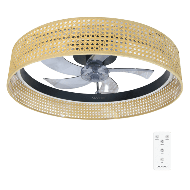 Cecotec EnergySilence LampAero 600 Beige Design Ventilador de techo de diseño con motor DC y una potencia de 20W luz LED de 40W con 5 aspas de 17 pulgadas control remoto 6 velocidades 3 tonalidades de luz disponibles temporizad