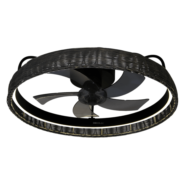 Cecotec EnergySilence LampAero 600 Black Design Ventilador De Techo De Diseño Con Un Motor DC De 20W Y Luz LED De 45W Con 5 Aspas De 17 Pulgadas Control Remoto 6 Velocidades 3 Tonalidades De Luz Disponibles Temporizador Y Modo