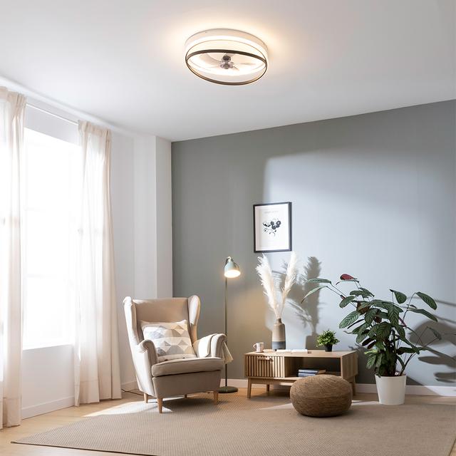 Cecotec EnergySilence LampAero 600 FlowLight Ventilador De Techo De Diseño Con Motor DC Con Una Potencia De 20W Y Luz LED De 40W Con 5 Aspas De 17 Pulgadas Control Remoto 3 Velocidades 3 Tonalidades De Luz Disponibles Temporiza