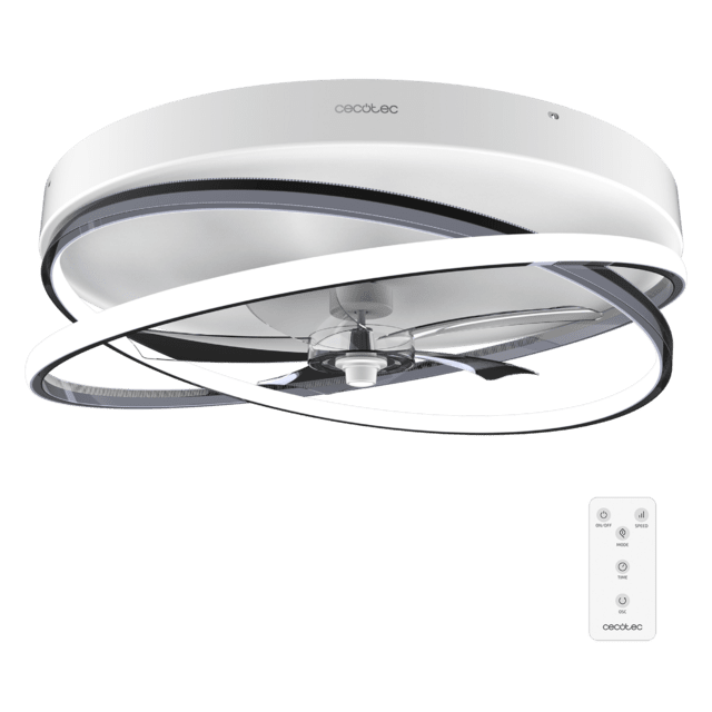 Cecotec EnergySilence LampAero 600 FlowLight Ventilador de techo de diseño con motor DC con una potencia de 20W y luz LED de 40W con 5 aspas de 17 pulgadas control remoto 3 velocidades 3 tonalidades de luz disponibles temporiza