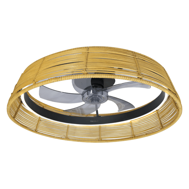 Cecotec EnergySilence LampAero 600 Natural Design Ventilador De Techo De Diseño Con Motor DC Con Una Potencia De 20W Y Luz LED De 40W Con 5 Aspas De 17 Pulgadas Control Remoto 6 Velocidades 3 Tonalidades De Luz Disponibles Temp