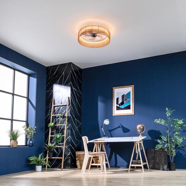 Cecotec EnergySilence LampAero 600 Natural Design Ventilador De Techo De Diseño Con Motor DC Con Una Potencia De 20W Y Luz LED De 40W Con 5 Aspas De 17 Pulgadas Control Remoto 6 Velocidades 3 Tonalidades De Luz Disponibles Temp