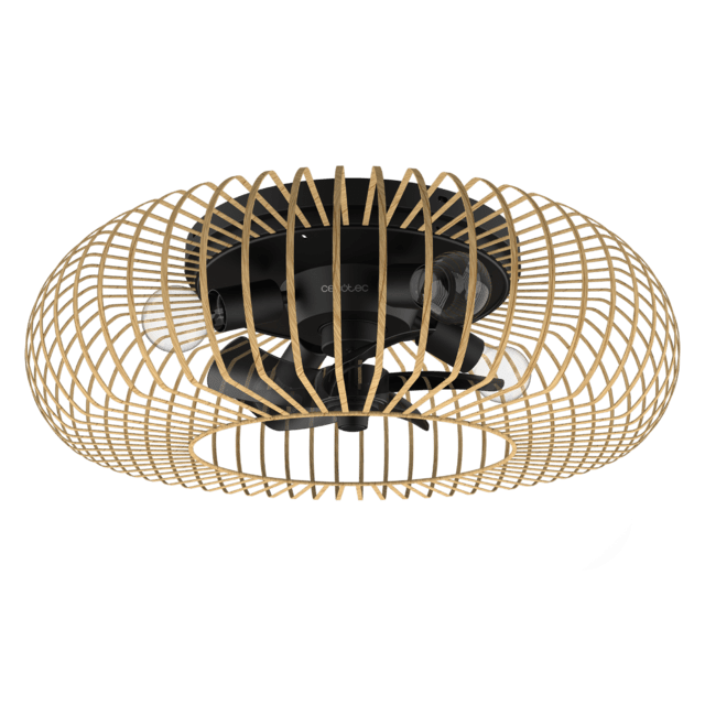Cecotec EnergySilence LampAero 600 Natural LightWood Ventilador De Techo De Diseño Con Motor DC Con Una Potencia De 20W Y Lámpara Integrada Con 5 Aspas De 11 Pulgadas Control Remoto 3 Velocidades 3 Tonalidades De Luz Disponibl