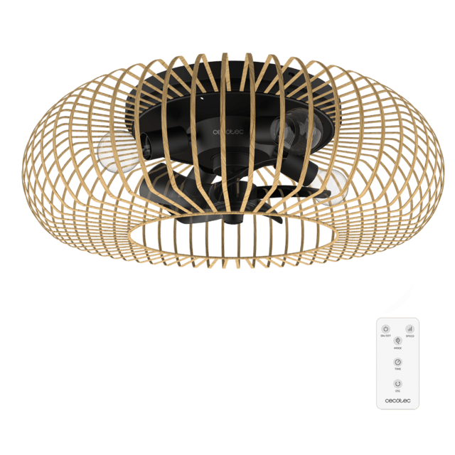 Cecotec EnergySilence LampAero 600 Natural LightWood Ventilador de techo de diseño con motor DC con una potencia de 20W y lámpara integrada con 5 aspas de 11 pulgadas control remoto 3 velocidades 3 tonalidades de luz disponibl