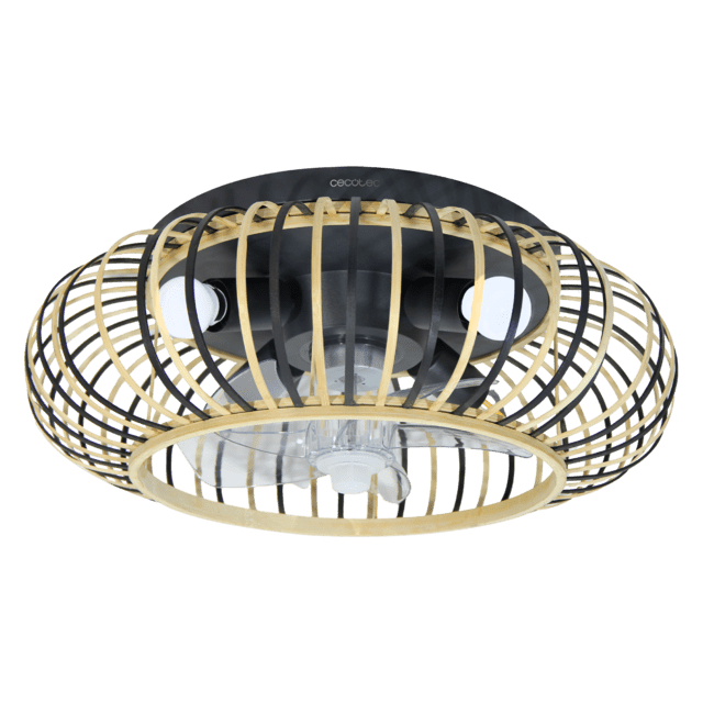 Cecotec EnergySilence LampAero 600 Natural Wood Ventilador De Techo De Diseño Con Motor DC Con Una Potencia De 20W Y Lámpara Integrada Con 5 Aspas De 11 Pulgadas Control Remoto 3 Velocidades 3 Tonalidades De Luz Disponibles Te