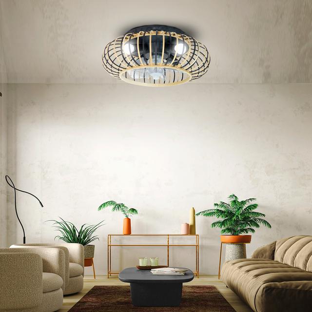 Cecotec EnergySilence LampAero 600 Natural Wood Ventilador De Techo De Diseño Con Motor DC Con Una Potencia De 20W Y Lámpara Integrada Con 5 Aspas De 11 Pulgadas Control Remoto 3 Velocidades 3 Tonalidades De Luz Disponibles Te
