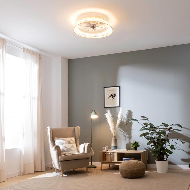 Cecotec EnergySilence LampAero 620 Natural Design Ventilador De Techo De Diseño Con Motor DC De 20W De Potencia Y Luz LED De 40W Con 5 Aspas De 17 Pulgadas Control Remoto 6 Velocidades 3 Tonalidades De Luz Disponibles Temporiza