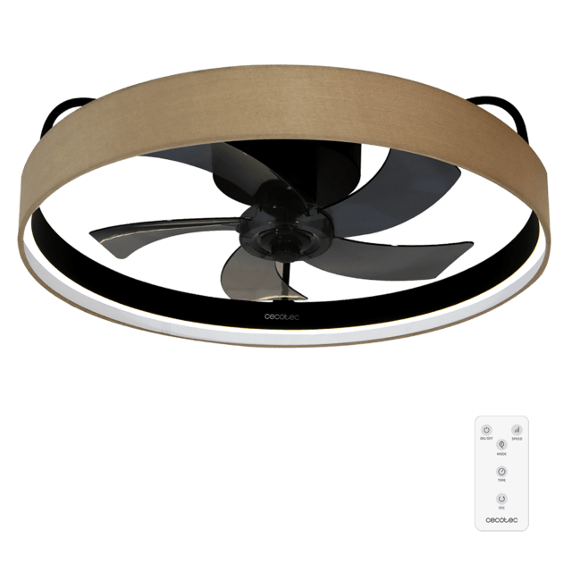 Cecotec EnergySilence LampAero 650 Beige Design Ventilador de techo de diseño con motor DC y una potencia de 20W luz LED de 40W con 5 aspas de 17 pulgadas control remoto 6 velocidades 3 tonalidades de luz disponibles temporizad