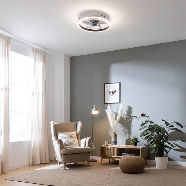 Cecotec EnergySilence LampAero 650 FlowLight Ventilador De Techo De Diseño Con Motor DC Con Una Potencia De 20W Y Luz LED De 45W Con 5 Aspas De 17 Pulgadas Control Remoto 6 Velocidades 3 Tonalidades De Luz Disponibles Temporiza
