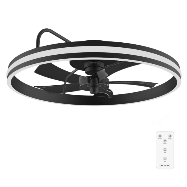 Cecotec EnergySilence LampAero 650 FlowLight Ventilador de techo de diseño con motor DC con una potencia de 20W y luz LED de 45W con 5 aspas de 17 pulgadas control remoto 6 velocidades 3 tonalidades de luz disponibles temporiza
