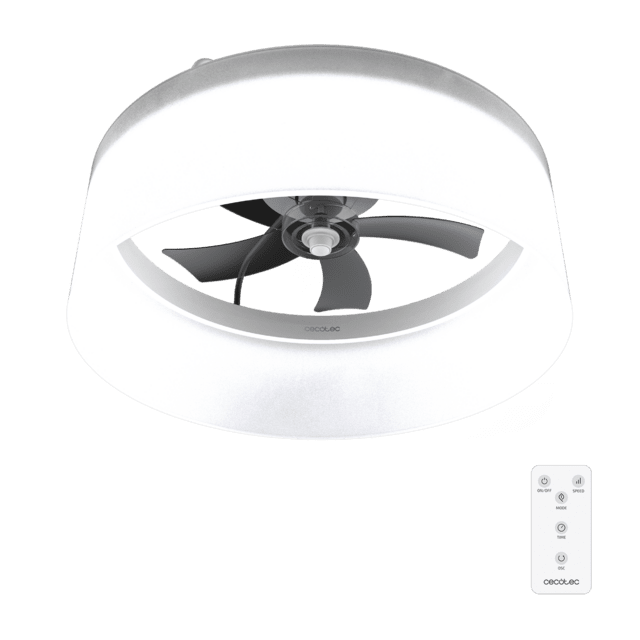 Cecotec EnergySilence LampAero 650 White Design Ventilador de techo de diseño con un motor DC una potencia de 20W y luz LED de 40W con 5 aspas de 17 pulgadas control remoto 6 velocidades 3 tonalidades de luz disponibles tempori