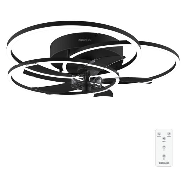 Cecotec EnergySilence LampAero 670 FlowLight Ventilador de techo de diseño con motor DC con una potencia de 20W y luz LED de 40W con 5 aspas de 17 pulgadas control remoto 3 velocidades 3 tonalidades de luz disponibles temporiza