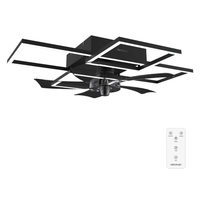 Cecotec EnergySilence LampAero 690 FlowLight Ventilador de techo de diseño con motor DC con una potencia de 20W y luz LED de 40W con 5 aspas de 17 pulgadas control remoto 3 velocidades 3 tonalidades de luz disponibles temporiza