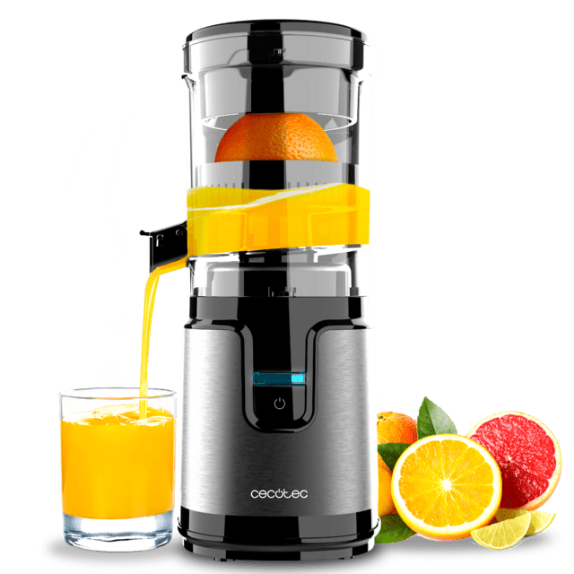 Cecotec Essential TowerAdjust Easy Steel Exprimidores Eléctricos De Torre Con Una Potencia De 140W Y Capacidad De 0 35L. Incluye Un Filtro Y Un Cono De Plástico. Una única Dirección De Rotación. Exprimidor Eléctrico
