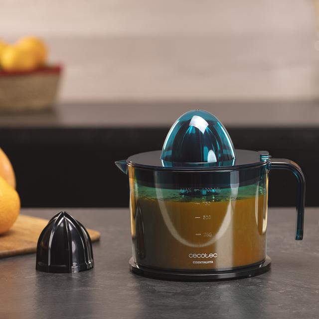 Cecotec EssentialVita Adjust Black. Exprimidor Eléctrico Con Potencia 40 W Filtro Regulador De Pulpa 2 Conos Desmontables Boquilla Antigoteo Apto Lavavajillas Exprimidor Naranjas Eléctrico