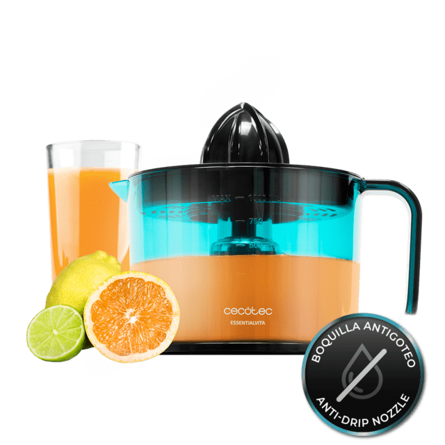 Cecotec EssentialVita Adjust Black. Exprimidor Eléctrico Con Potencia 40 W Filtro Regulador De Pulpa 2 Conos Desmontables Boquilla Antigoteo Apto Lavavajillas Exprimidor Naranjas Eléctrico