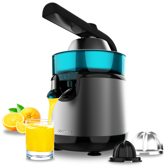 Cecotec EssentialVita Hyden 120 Hybrid Exprimidor eléctrico de brazo para naranjas y cítricos con 120 W de potencia y dos conos desmontables de plástico de diferente tamaño. Mango y tapa de plástico con una capacidad de 250