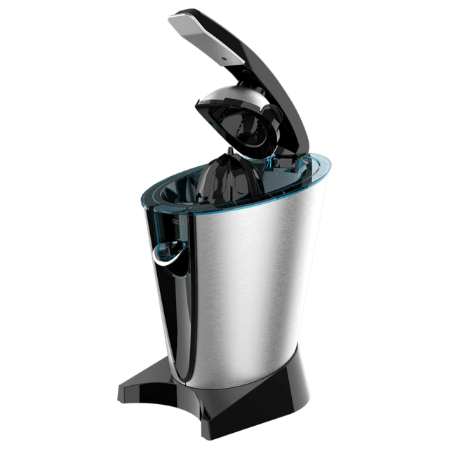 Cecotec EssentialVita Hyden 600 Steel Exprimidor Eléctrico De Brazo De Inox Para Naranjas Y Cítricos Con 600 W De Potencia Filtro De Acero Inoxidable Y Dos Conos Desmontables De Plástico De Diferente Tamaño. Exprimidor Eléc