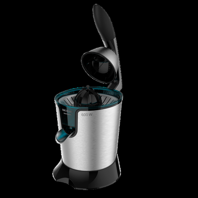 Cecotec EssentialVita PowerAdjust 600 Black. Exprimidor Eléctrico De Brazo De 600W Filtro Regulador De Pulpa Segundo Filtro De Acero Inoxidable Exprimidor De Naranjas Eléctrico