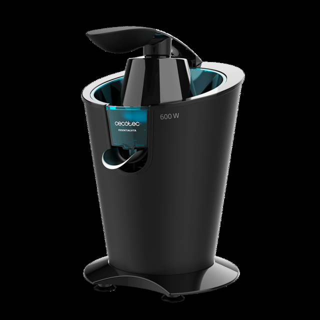 Cecotec EssentialVita PowerFresh 600 Black. Exprimidor Eléctrico De Brazo De 600 W Filtro De Acero Inoxidable 2 Conos Desmontables Boquilla Antigoteo Cuerpo Negro Con Acabado Soft Touch Exprimidor De Brazo