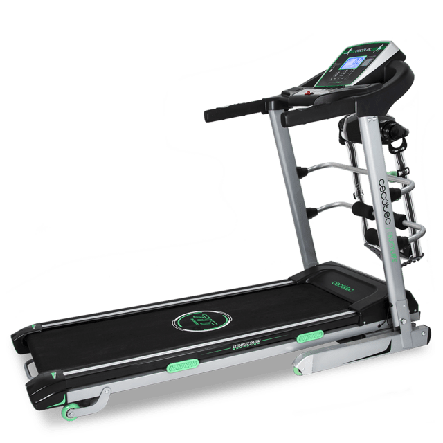 Cecotec Extreme Track Vibrator. Cinta de Correr Eléctrica Plegable con 3 CV Cinturón de Masaje Mancuernas Sistema de Amortiguación Pantalla LCD hasta 18 km/h Peso máximo 120 Kg Cinta de correr plegable eléctrica