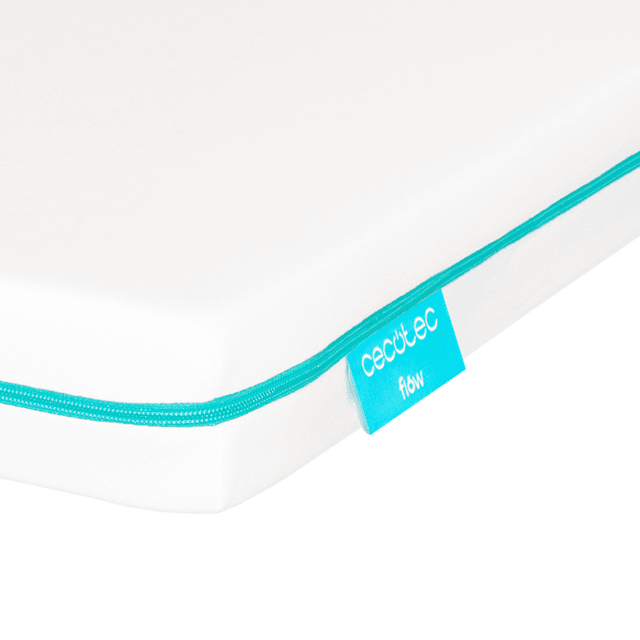 Cecotec Flow BabyDream Colchón Para Cuna De Bebé De 9 Cm De Altura Espuma De 25 Kg/m3 Funda Extraíble Con Cremallera Lavable Y Certificación Oeko-Tex®. Fabricado En España. Colchón Para Cuna De Bebé