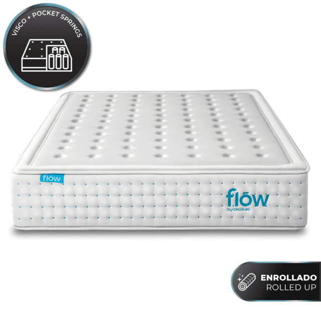 Cecotec Flow HybridLuxe Fresh 6800 150x200 Colchón híbrido de 14 capas con altura de 31 cm núcleo de muelles ensacados y tecnologías SpringPlus Fresh & SilkySoft+. Colchón híbrido de 14 capas con altura de 31 cm núcleo de