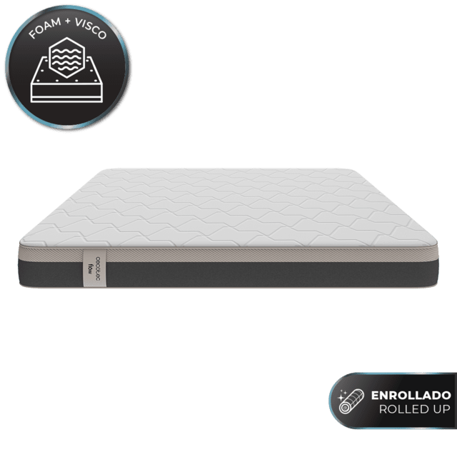Cecotec Flow PureVital 4800 Colchón multicapa con núcleo de espuma y capa viccoelástica ViscoSense. Altura de 28 cm tecnología DualSystem y tejido tejido SmoothFeel. Colchón multicapa con altura de 28 cm y viscoelástica Vi