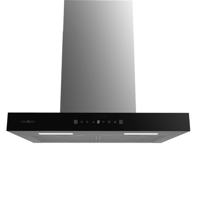 Cecotec Flux TT 605500 Glass Black A++ Campana T De 60cm De Ancho Acabado Frontal Cristal Negro Succión 550m3/h Motor 70W Clase A++ Control Táctil 3 Niveles De Potencia Booster Luz Filtro De Carbono Hand Movement Control Y Del