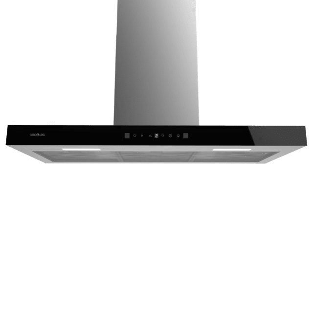Cecotec Flux TT 905500 Glass Black A++ Campana T De 90cm De Ancho Acabado Frontal Cristal Negro Succión 550m3/h Motor 70W Clase A++ Control Táctil 3 Niveles De Potencia Luz Filtro De Carbono Hand Movement Control Y Delay Funct