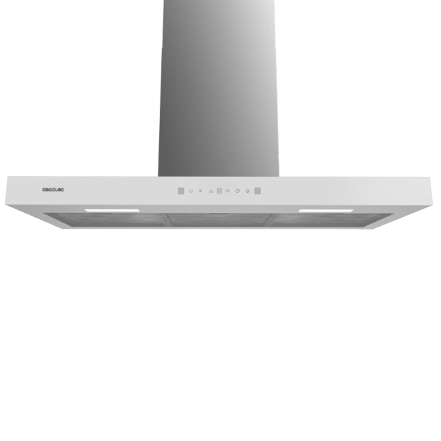 Cecotec Flux TT 905500 Glass White A++ Campana T De 90cm De Ancho Acabado Frontal Cristal Blanco Succión 550m3/h Motor 70W Clase A++ Control Táctil 3 Niveles De Potencia Luz Filtro De Carbono Hand Movement Control Y Delay Func