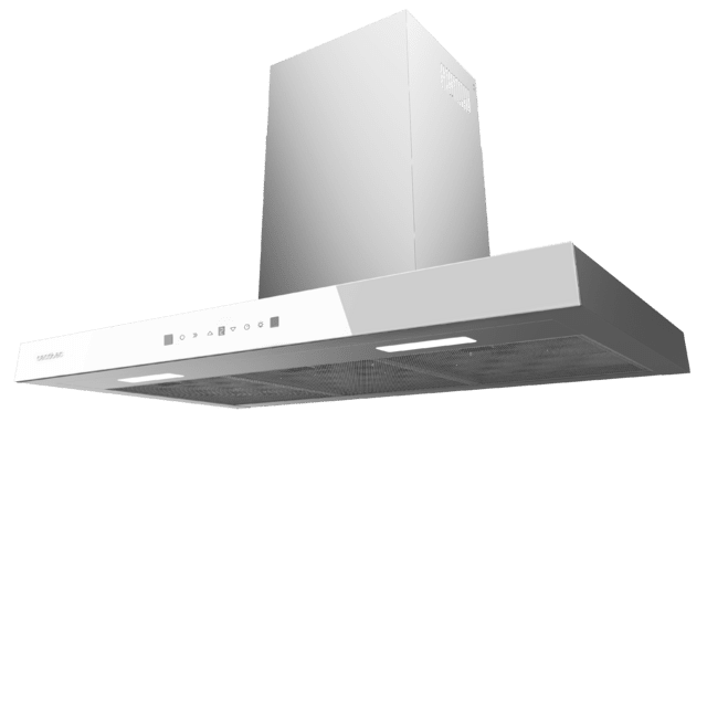Cecotec Flux TT 905500 Glass White A++ Campana T De 90cm De Ancho Acabado Frontal Cristal Blanco Succión 550m3/h Motor 70W Clase A++ Control Táctil 3 Niveles De Potencia Luz Filtro De Carbono Hand Movement Control Y Delay Func