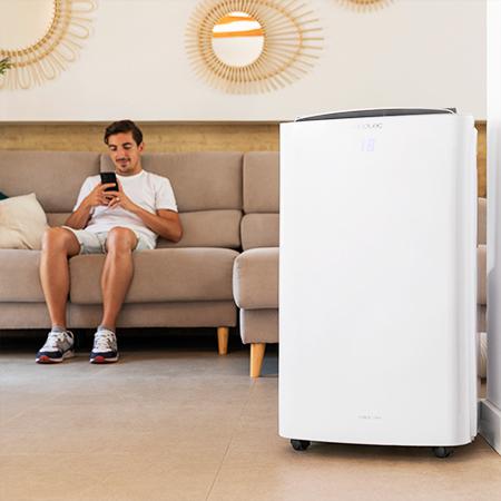 Cecotec ForceClima 12300 Connected Heating. Aire Acondicionado Portátil De 1350 W 12000 BTU Bomba De Calor Mando A Distancia Control Por WiFi 5 Modos 3 Velocidades Pantalla LED Cobertura 25 M2 Aire Acondicionado Portátil