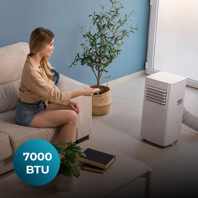 Cecotec ForceClima 7100 Soundless Aire Acondicionado Portátil De 7000 BTU Con Tecnología Soundless Que Aporta Un Funcionamiento Más Silencioso Y Mando A Distancia Para Un Confort Total. Aire Acondicionado Portátil