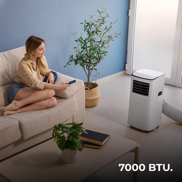 Cecotec ForceClima 7500 Soundless Connected Aire Acondicionado Portátil De 7000 BTU. Con Tecnología Soundless Que Aporta Un Funcionamiento Más Silencioso. Control Por Wifi Panel Táctil Y Mando A Distancia. Aire Acondicionado