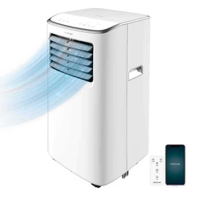 Cecotec ForceClima 7500 Soundless Connected Aire acondicionado portátil de 7000 BTU. Con tecnología Soundless que aporta un funcionamiento más silencioso. Control por wifi panel táctil y mando a distancia. Aire acondicionado