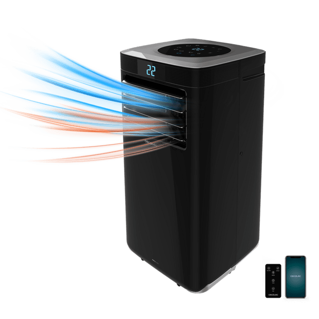 Cecotec ForceClima 9350 Connected Heating. Aire acondicionado Portátil de 1000 W 9000 BTU Bomba de calor Mando a Distancia Control por wifi 5 Modos 2 Velocidades Pantalla LED Cobertura 20 m2 Aire acondicionado portátil
