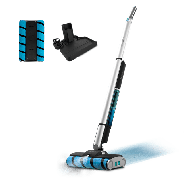 Cecotec FreeGo Wash Twice Spray Fregona Eléctrica Sin Cables Con 40 Minutos De Autonomía. Doble Rodillo. Depósito De Agua Limpia De 450 Ml Y Agua Sucia De 350 Ml. Pulverizador De Agua Y Base De Autolimpieza. Con Spray Pulveri