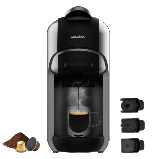 Cecotec FreeStyle Compact Cafetera expresso para café molido y cápsulas. Multicápsula muy compacta 3 en 1. Apta para café molido Dolce Gusto y Nespresso. Cafetera expresso para café molido y cápsulas. Multicápsula  