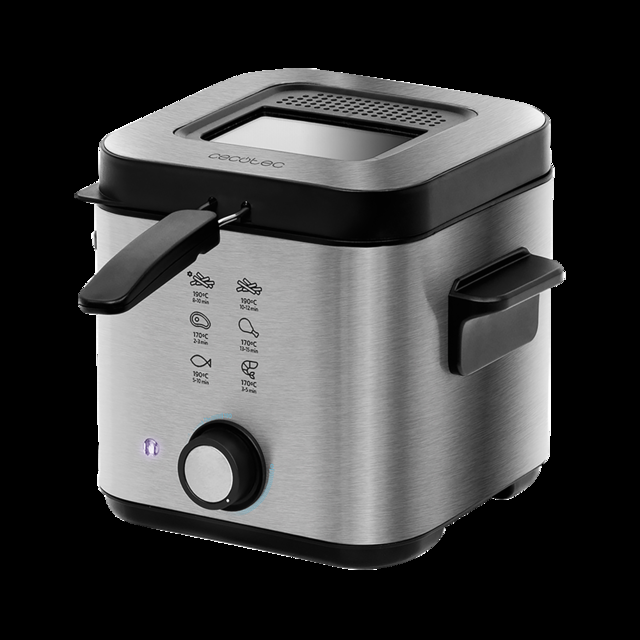 Cecotec Freidora Eléctrica CleanFry Infinity 1500. Freidora De Aceite De 1 5 Litros De Capacidad 900W De Potencia Filtro OilCleaner Cubeta Antiadherente Tapa Con Filtro Y Ventana De Control Freidora De Aceite De 1 5 Litros  
