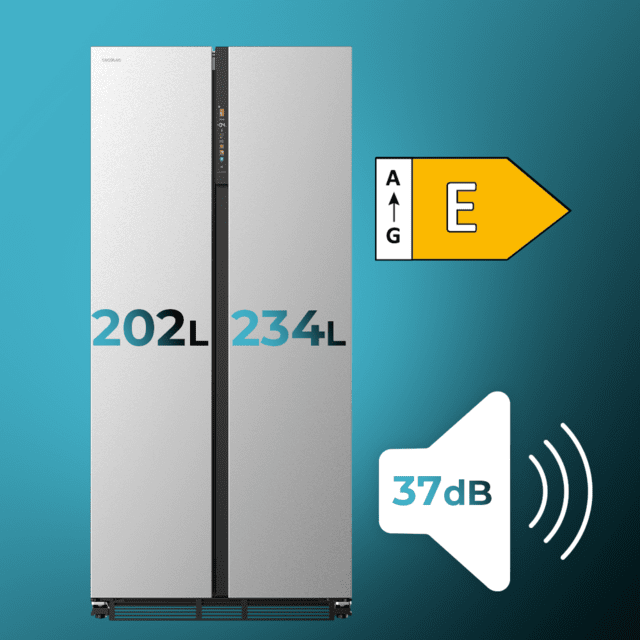 Cecotec Frigorífico Americano Acero Inoxidable De 436 L De Capacidad 184 8 X 84 4 Cm Clase E Total No Frost Compresor Inverter Plus Y Multi AirFlow; Y Con Tecnologías Fast Cooling Y Fast Freezing Y El Modo Smart Y Cajón Conve