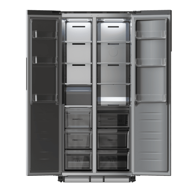 Cecotec Frigorífico Americano Acero Inoxidable De 436 L De Capacidad 184 8 X 84 4 Cm Clase E Total No Frost Compresor Inverter Plus Y Multi AirFlow; Y Con Tecnologías Fast Cooling Y Fast Freezing Y El Modo Smart Y Cajón Conve