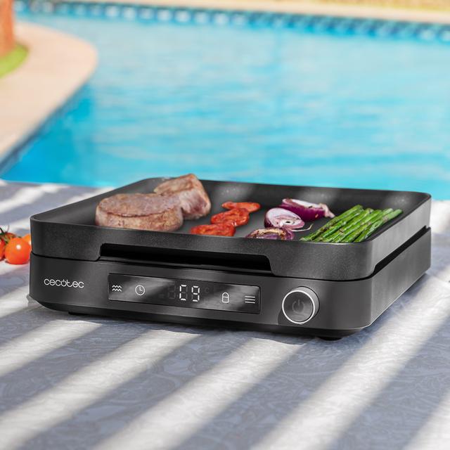 Cecotec Full Magma Grill Placa De Inducción Digital Con Vidrio De Seguridad Control Táctil Y Programable. Accesorio Grill. Placa De Inducción
