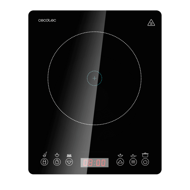 Cecotec Full Magma Slim Placa De Inducción Con Diseño En Cristal Display Táctil 8 Niveles De Potencia Y Temporizador. Placa De Inducción