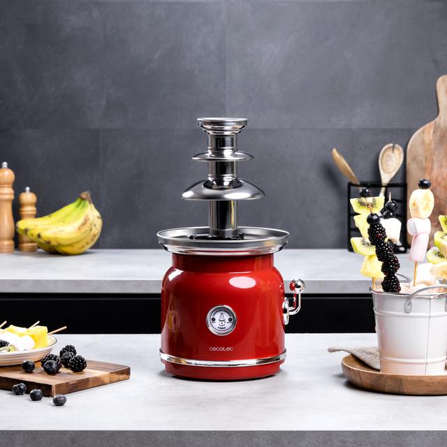 Cecotec Fun Chocolicious. Fuente De Chocolate Con Potencia 90 W Diseño Retro Torre De Acero Inoxidable 3 Niveles De Cascada Desmontable Piezas Aptas Para Lavavajillas Fuente De Chocolate