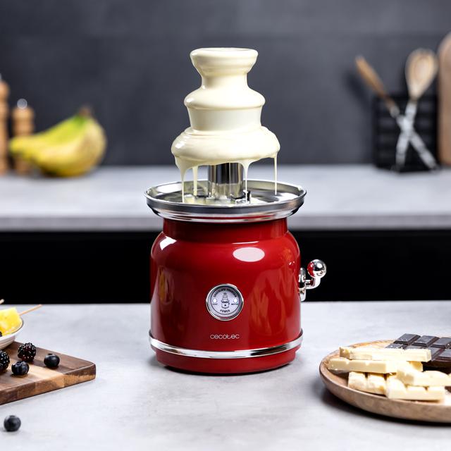 Cecotec Fun Chocolicious. Fuente De Chocolate Con Potencia 90 W Diseño Retro Torre De Acero Inoxidable 3 Niveles De Cascada Desmontable Piezas Aptas Para Lavavajillas Fuente De Chocolate