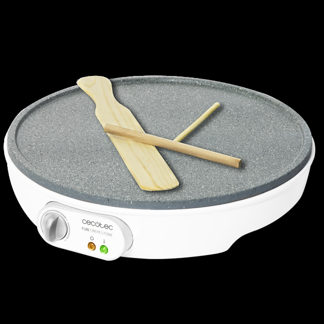 Cecotec Fun Crepestone. Crepera Con 1000 W Placa Con Revestimiento Antiadherente RockStone Termostato Regulable Rodillo Esparcidor Y Espátula Incluidos Indicador Luminoso 30 5 Cm Crepera Eléctrica  