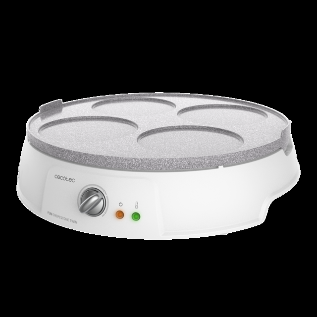 Cecotec Fun Crepestone Twin. Crepera Con 1200 W Placa Reversible Con Revestimiento Antiadherente RockStone Termostato Regulable Rodillo Esparcidor Y Espátula Incluidos 30 5 Cm Crepera Eléctrica  