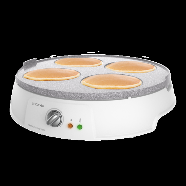 Cecotec Fun Crepestone Twin. Crepera con 1200 W Placa Reversible con Revestimiento Antiadherente RockStone Termostato Regulable Rodillo Esparcidor y Espátula Incluidos 30 5 cm Crepera eléctrica  