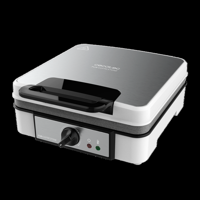 Cecotec Fun Gofrestone 4Inox. Gofrera Eléctrica Con 1200 W Acero Inoxidable 4 Gofres A La Vez Revestimiento Antiadherente Rockstone Temperatura Ajustable Gofrera / Máquina De Gofres